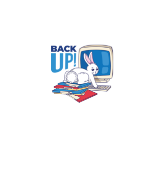 Back up bunny model alb pe tricou
