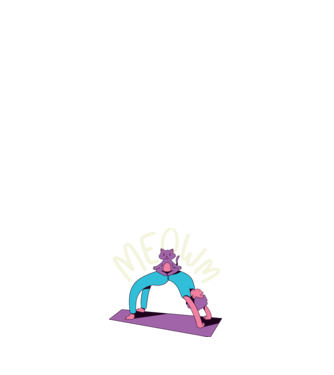 Meowm - Pisică Yoga model negru pe tricou