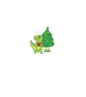 T-rex de Crăciun model alb pe tricou