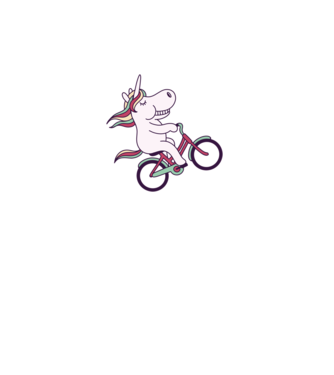 unicorn cu bicicletă model alb pe tricou