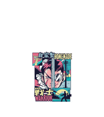Anime Vaporwave Home Made Warrior model negru pe tricou