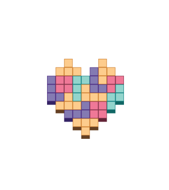 Inimă Tetris model alb pe tricou
