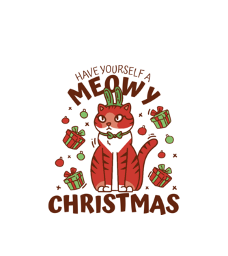 Have yourself a Meowy Christmas - Cicás Karácsony model alb pe tricou