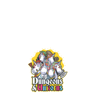 Dungeons and Unicorns model albastru închis pe tricou