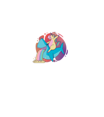 Unicorn pe rechin model negru pe tricou