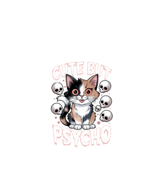 Cute, but Psycho pisică Negru model negru pe tricou