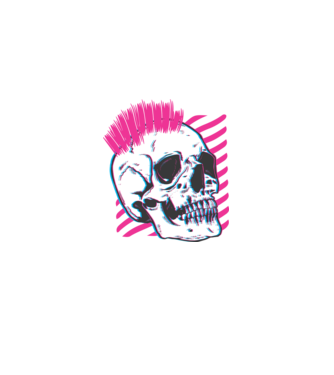 Craniu Punk model negru pe tricou