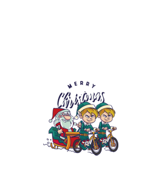 Merry Christmas Moș Crăciun cu sanie cu bicicletă model nisipiu pe tricou