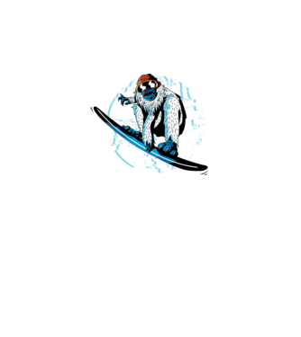 Yeti Snowboarder model alb pe tricou