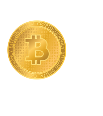 Monedă de aur Bitcoin model negru pe tricou