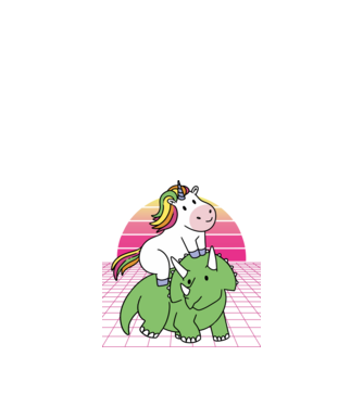 Unicorn pe dinozaur retro model albastru închis pe tricou