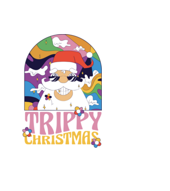 Trippy Christmas model negru pe tricou