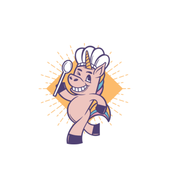Unicorn Bucătar model alb pe tricou
