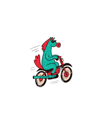 Cal cu bicicletă model negru pe tricou