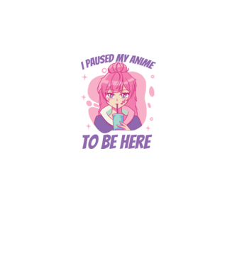 I paused my Anime to be here model albastru închis pe tricou