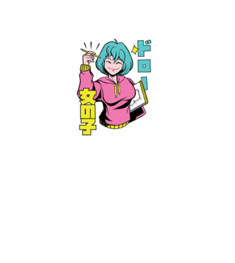 Anime fată desenând model mov pe tricou