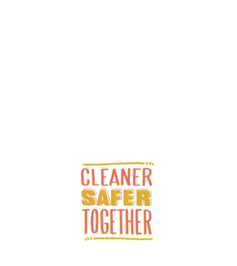 Cleaner Safer Together model alb pe tricou