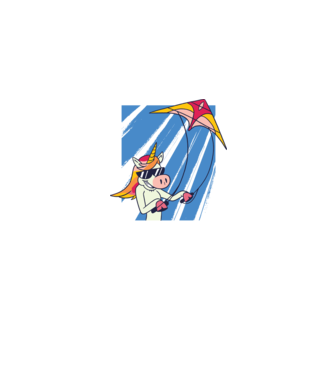 Unicorn lansează zmeie tricou drăguț model albastru jeanși pe tricou
