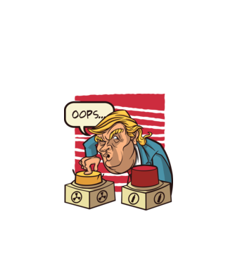 Trump Bombă nucleară model alb pe tricou