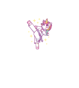 Karate unicorn model gri pe tricou