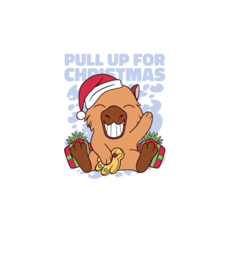 Pull up for christmas Capybara model alb pe tricou