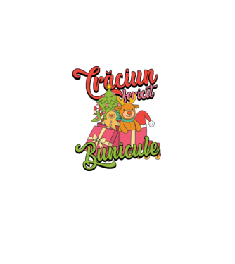 CRĂCIUN FERICIT BUNICULE model negru pe tricou