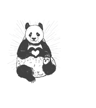 Inimă panda model negru pe tricou
