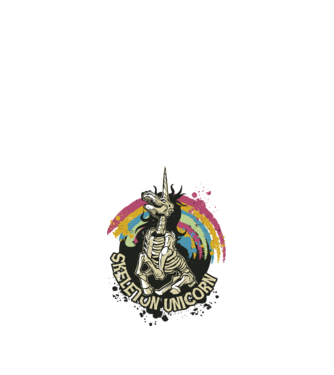 Schelet unicorn model alb pe tricou