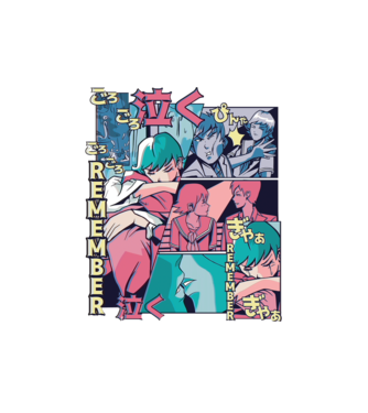 Anime Vaporwave benzi desenate model alb pe tricou