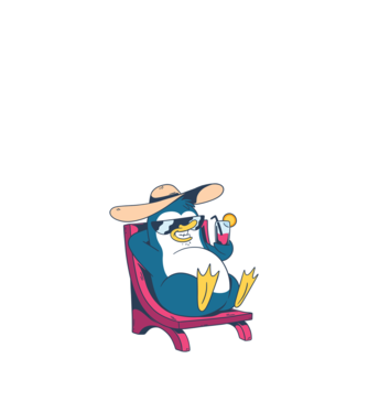 Pinguin cool stă la plajă la mare model nisipiu pe tricou