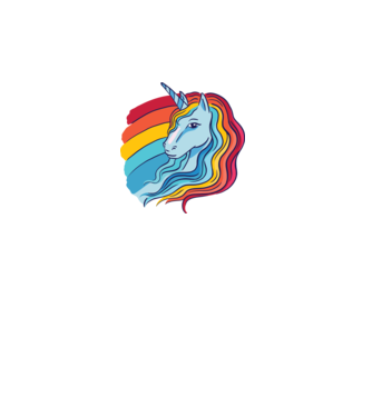Unicorn cu Curcubeu model turcoaz pe tricou