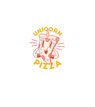 Unicorn Pizza model  pe tricou