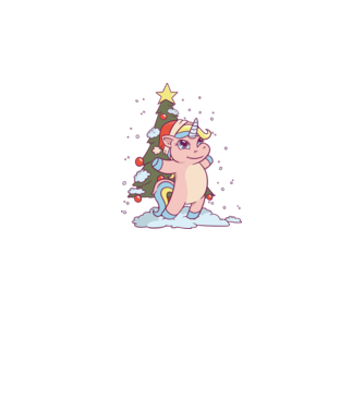 Unicorn de Crăciun model alb pe tricou
