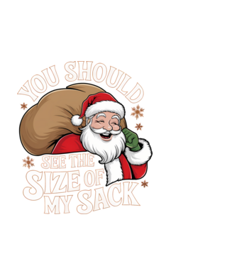 You Should See The Size Of My Sack Santa model negru pe tricou