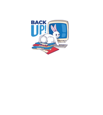Back up bunny model alb pe tricou