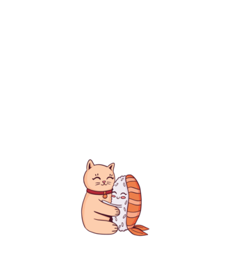Sushi cu Pisică model alb pe tricou