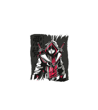 Războinic Anime model alb pe tricou