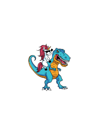 Unicorn cu dinozaur tricou amuzant model negru pe tricou