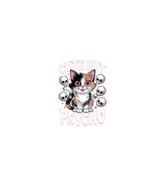 Cute, but Psycho pisică Negru model negru pe tricou