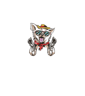 Chihuahua cu Pistol model alb pe tricou