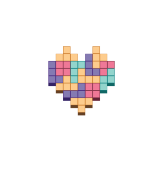 Inimă Tetris model alb pe tricou