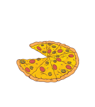 Felii de pizza Cuplu model alb pe tricou