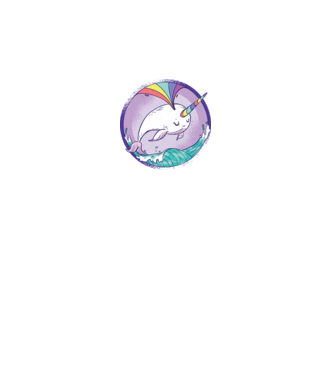 Unicorn drăguț Balenă - Narval model alb pe tricou