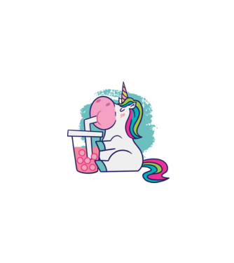 Unicorn Bubble Tea model alb pe tricou
