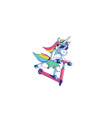 Unicorn cu trotinetă tricou amuzant model negru pe tricou