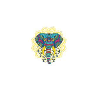 Elefant Mandala Colorat model negru pe tricou