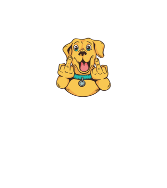 Golden Retriever arată degetul model negru pe tricou