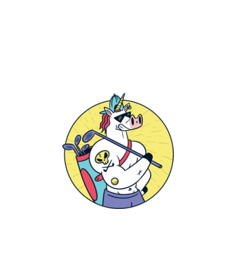 Unicorn Golf model negru pe tricou