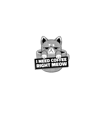 I need Coffee Right Meow model alb/roșu pe tricou