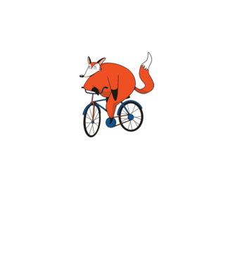 Vulpe cu bicicletă model gri pe tricou